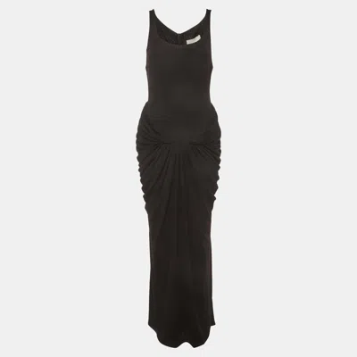 Pre-owned Chats By C.dam Black Knit Draped Sleeveless Maxi Dress S