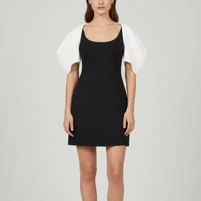 Pre-owned Chats By C.dam Black/white Crepe Estelle Mini Dress S