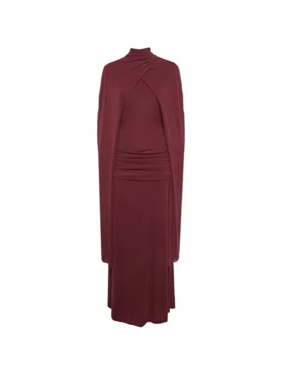 Pre-owned Chats By C.dam Cape-detail Maxi Dress In Red