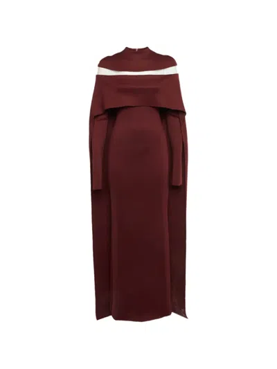 Pre-owned Chats By C.dam Cape-detail Maxi Dress In Red