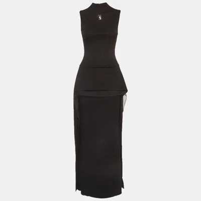 Chats By C.dam Chats By C. Dam Black Knit And Organza Pietra Dress