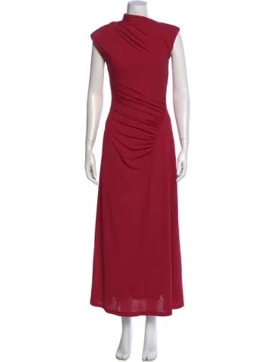 Pre-owned Chats By C.dam Cowl Neck Long Dress In Red