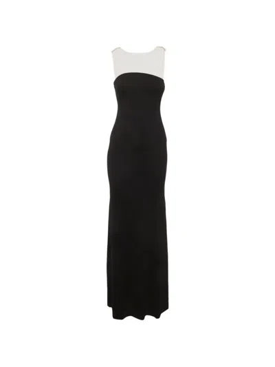 Pre-owned Chats By C.dam Crepe Maxi Dress In Black
