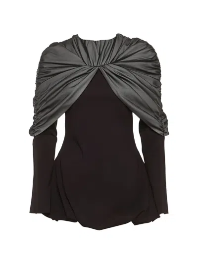 Pre-owned Chats By C.dam Draped Aether Dress In Black