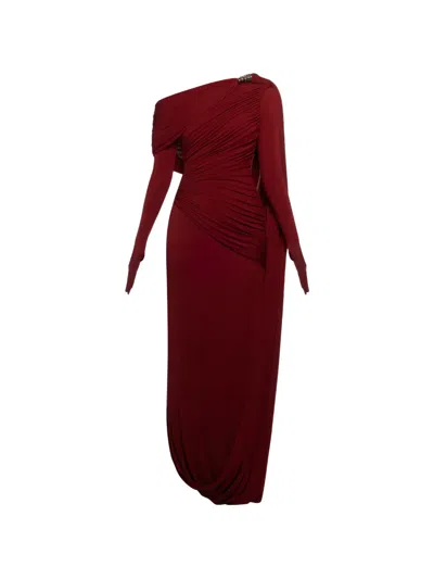 Chats By C.dam Draped Brooch Dress In Red