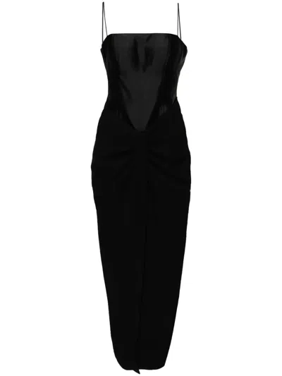 Chats By C.dam Draped Detailing Dress In Black