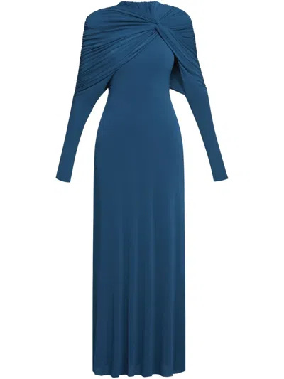 Chats By C.dam Draped Dress In Blue