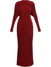 Chats By C.dam Draped Dress In Red