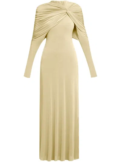 Chats By C.dam Draped Dress In Yellow