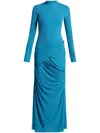 Chats By C.dam Draped Maxi Dress In Blue