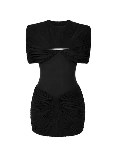 Chats By C.dam Draped Mini Dress In Blue