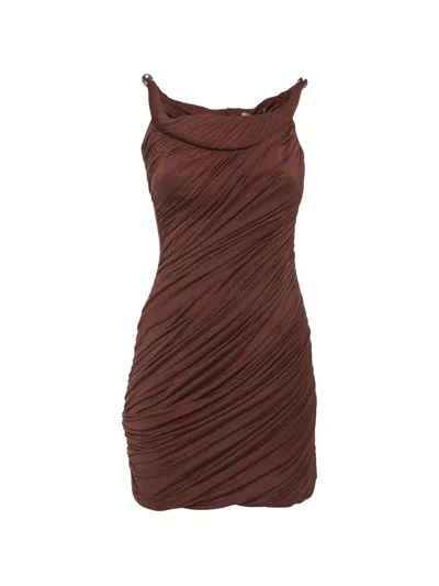 Pre-owned Chats By C.dam Draped Mini Dress In Red
