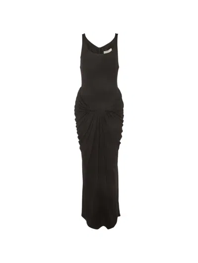 Pre-owned Chats By C.dam Draped Sleeveless Maxi Dress In Black