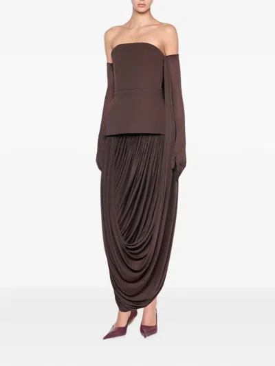Chats By C.dam Draped Tube Dress In Brown
