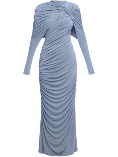 Chats By C.dam Emera Draped Dress In Blue
