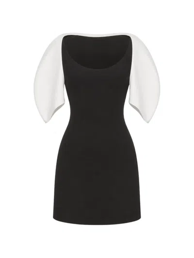 Chats By C.dam Estelle Padded-yoke Puff-sleeve Mini Dress In White