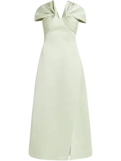 Chats By C.dam Gathered-detail Maxi Dress In Green