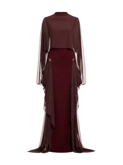 Chats By C.dam Helix Draped Maxi Dress In Red