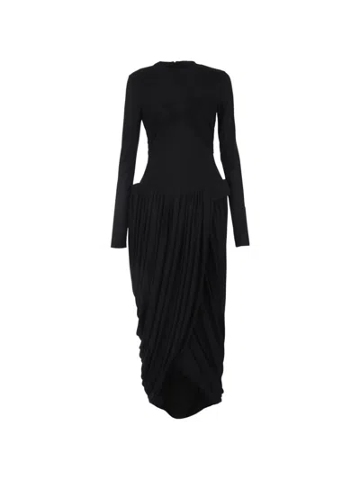 Chats By C.dam Judie Draped Midi Dress In Black