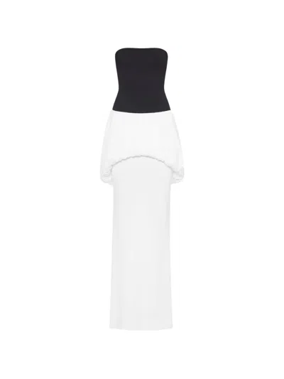 Chats By C.dam Katherine Strapless Draped Maxi Dress In Black