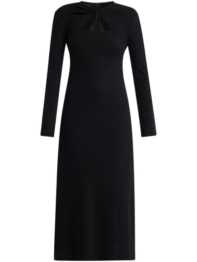 Chats By C.dam Knot-detail Midi Dress In Black