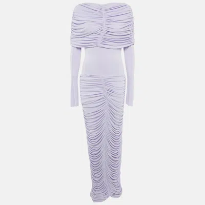 Chats By C.dam Lavender Jersey Knit Ruched Serafina Maxi Dress In Purple