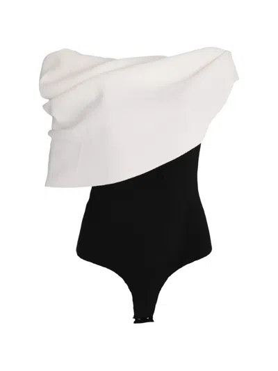 Chats By C.dam Lidia Off-shoulder Draped Bodysuit In White