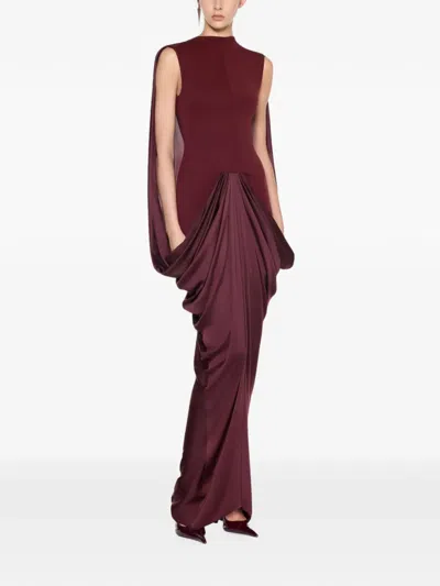 Chats By C.dam Lynn Draped Straight-cut Maxi Dress In Brown