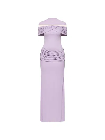 Chats By C.dam Marlene Cutout-shoulder Maxi Dress In Purple