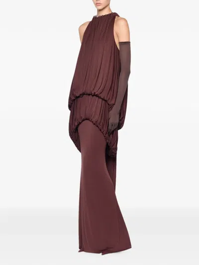 Chats By C.dam Mayer Draped-bodice Hardware-detail Maxi Dress In Red