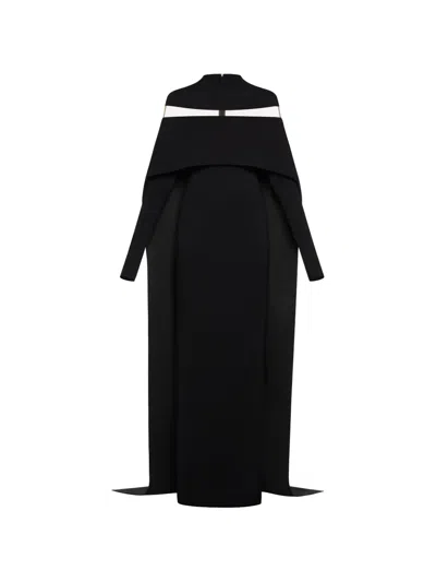 Chats By C.dam Nehru Long-sleeved Maxi Dress In Black