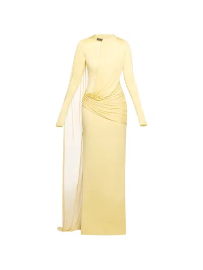 Chats By C.dam Nilah Draped Dress In Yellow