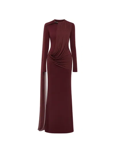 Chats By C.dam Nilah Draped-detailing Maxi Dress In Burgundy