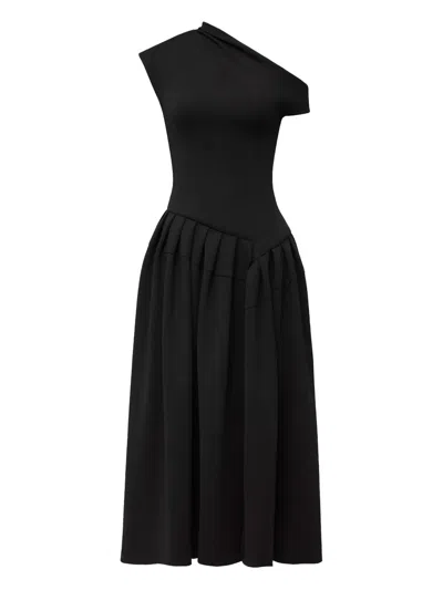 Chats By C.dam One-shoulder Pleated Midi Dress