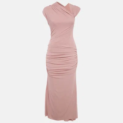 Pre-owned Chats By C.dam Pink Jersey Draped Anne-moss Dress S