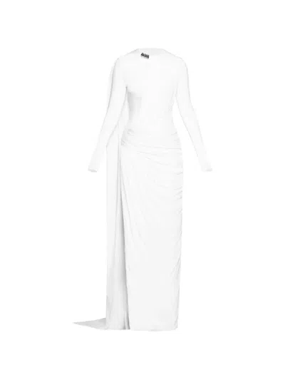 Chats By C.dam Sahra Draped Maxi Dress In White