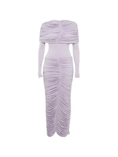 Pre-owned Chats By C.dam Serafina Draped Maxi Dress In Purple