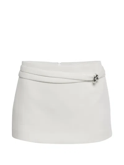 Pre-owned Chats By C.dam Strap-detail Gabardine Mini Skirt In White