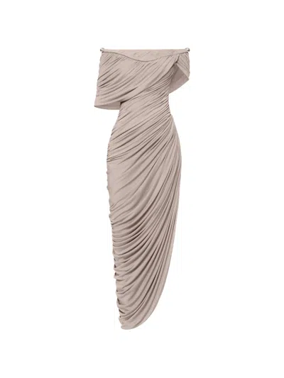 Chats By C.dam Thalyn Off-shoulder Maxi Dress In Neutral