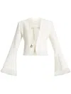 Chats By C.dam V-neck Fringed Cropped Jacket In White
