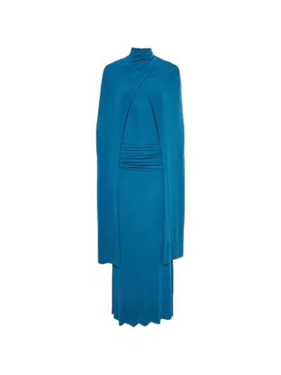 Pre-owned Chats By C.dam Valeris Draped Maxi Dress In Blue