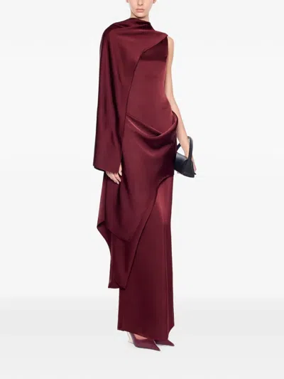 Chats By C.dam Veena Asymmetric Draped-overlay Dress In Brown