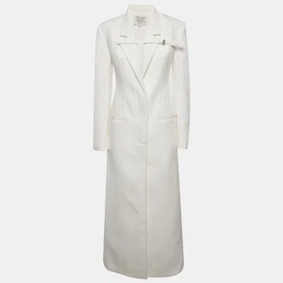 Pre-owned Chats By C.dam White Gabardine Tanglo Long Coat M