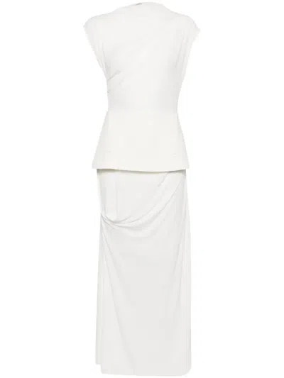 Chats By C.dam Peplum Jersey Mxi Dress In White