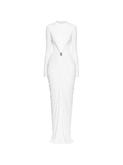 Chats By C.dam Zayra Long-sleeved Maxi Dress In White