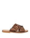 Chatulle Woman Sandals Bronze Size 11 Textile Fibers In Yellow