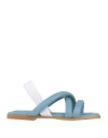Chatulle Woman Sandals Pastel Blue Size 8 Leather In Blue