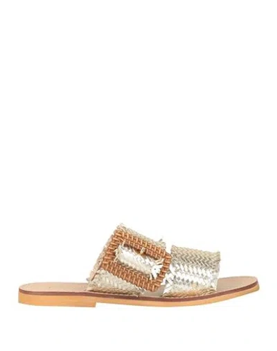Chatulle Woman Sandals Platinum Size 11 Leather In Grey