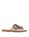 Chatulle Woman Sandals Gold Size 11 Textile Fibers In Grey