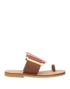 Chatulle Woman Thong Sandal Brown Size 8 Textile Fibers